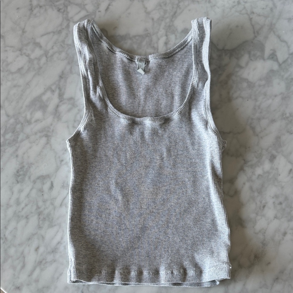SKIMS Light Gray Ribbed Tank Top